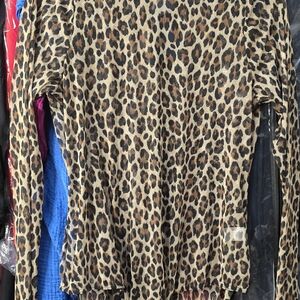 Leopard Print Mesg Long Sleeve Bodysuit